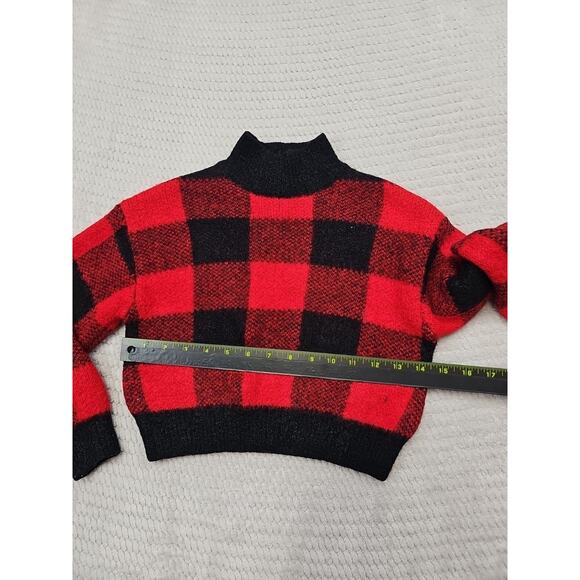 Art Class Sweater Girls 7/8 Fuzzy Buffalo Check Plaid - Picture 3 of 7